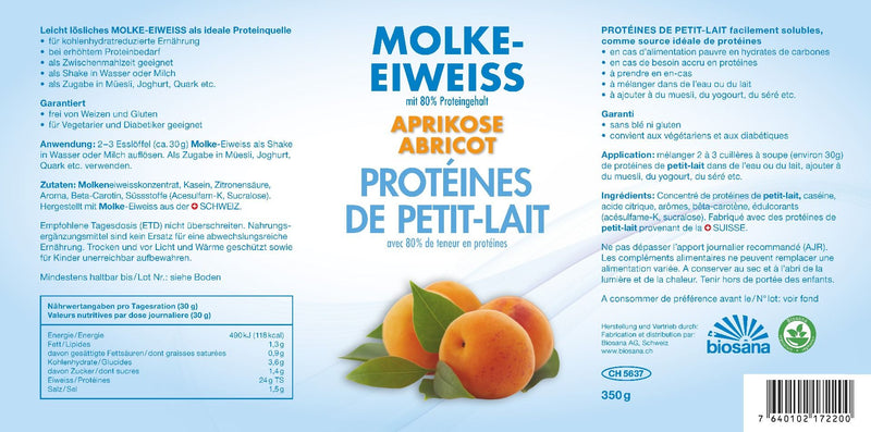 Load image into Gallery viewer, Molke-Eiweiss Pulver Aprikose 350 g
