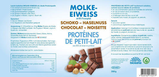 Molke-Eiweiss Pulver Schoko-Haselnuss 350 g