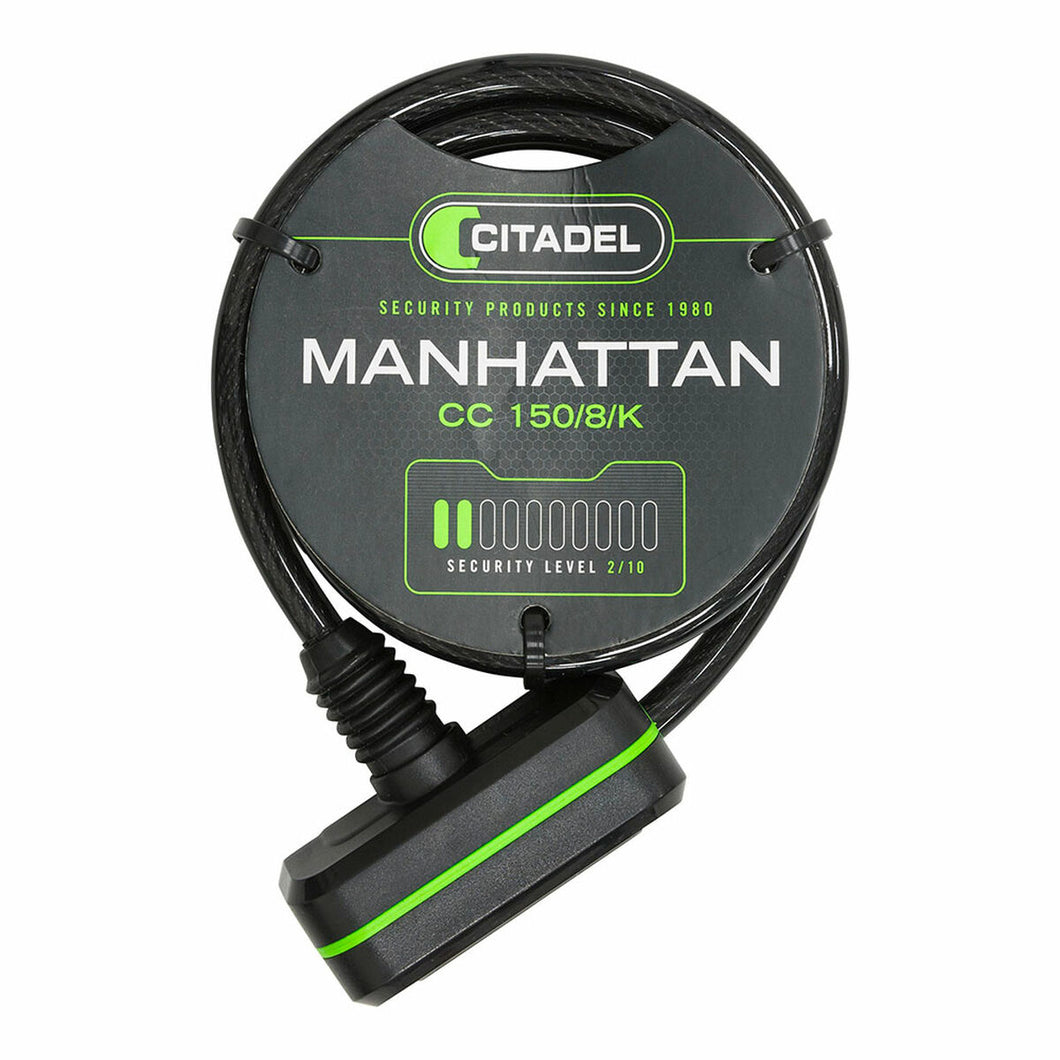 Kabel mit Vorhängeschloss Citadel Manhattan cc 150/8/k Schwarz 150 cm