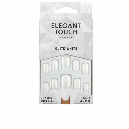 Falsche Nägel Elegant Touch Polished Colour Abgerundet Quite White 24 Stücke (48 uds)