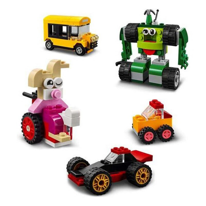 Cargue la imagen en el visor de la galería, Spielset Fahrzeuge   Lego 11014 Classic Bricks and Wheels First Building Set with Car, Train, Bus, Robot         653 Stücke
