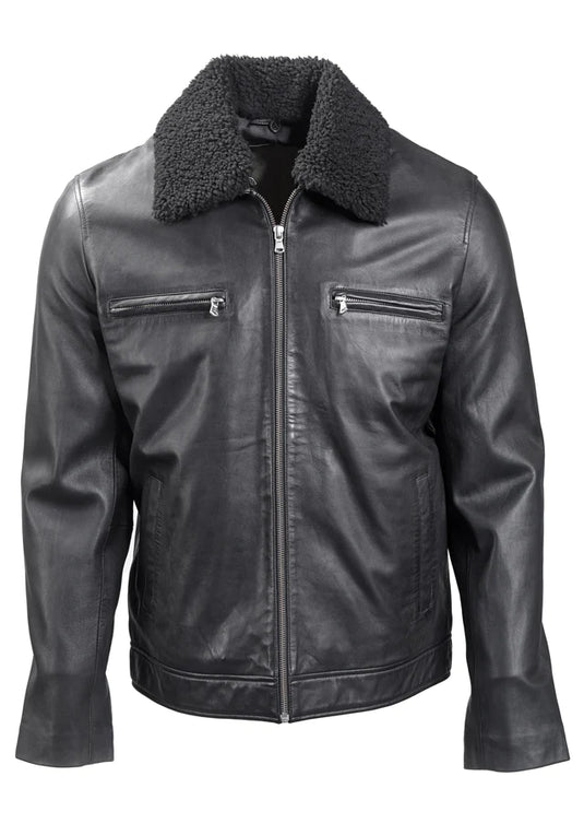 Blouson cuir col rason "Crevant"