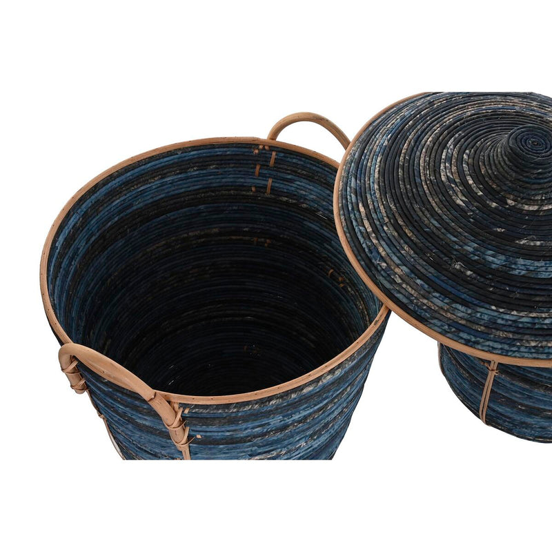 Carica immagine in Galleria Viewer, Korb-Set DKD Home Decor Blau Schwarz Boho 51 x 51 x 65 cm
