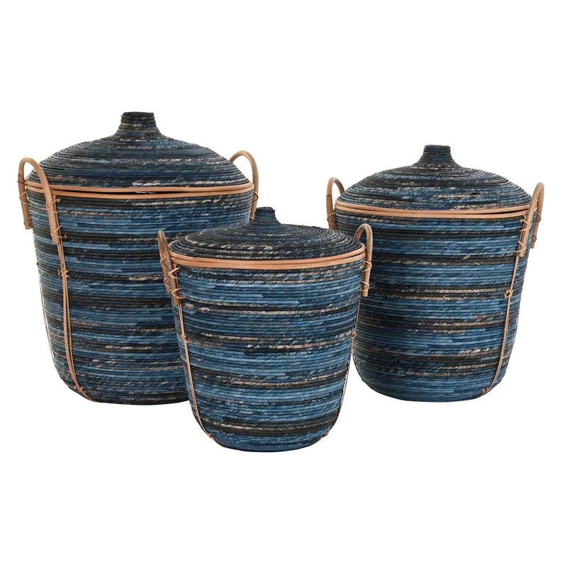 Carica immagine in Galleria Viewer, Korb-Set DKD Home Decor Blau Schwarz Boho 51 x 51 x 65 cm
