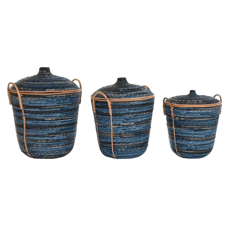 Carica immagine in Galleria Viewer, Korb-Set DKD Home Decor Blau Schwarz Boho 51 x 51 x 65 cm
