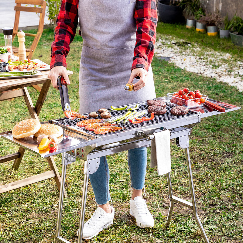 Chargez l&#39;image dans la visionneuse de la galerie, Barbecue au Charbon de Bois Pliable en Acier Inoxydable ExelQ InnovaGoods
