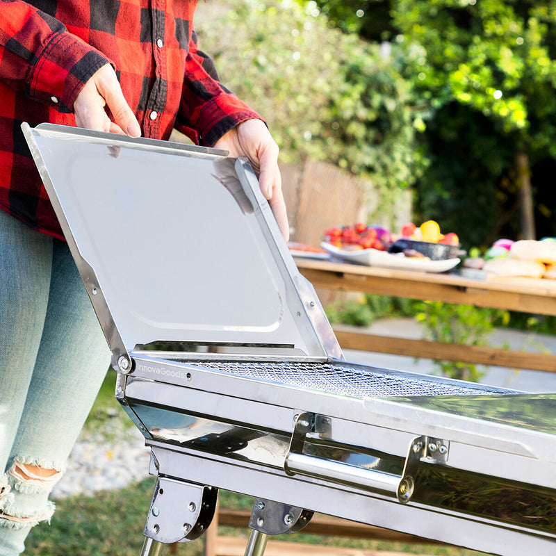 Chargez l&#39;image dans la visionneuse de la galerie, Barbecue au Charbon de Bois Pliable en Acier Inoxydable ExelQ InnovaGoods
