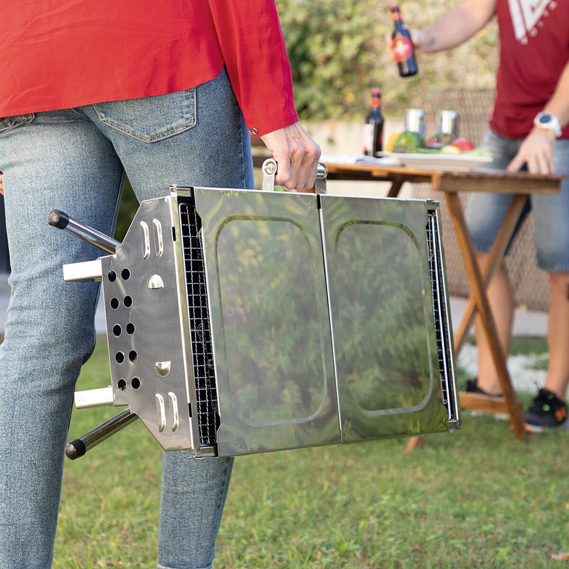 Laden Sie das Bild in Galerie -Viewer, Zusammenklappbarer Holzkohlegrill aus Edelstahl ExelQ InnovaGoods
