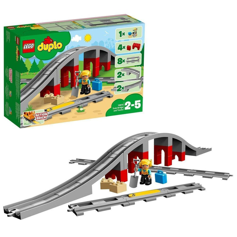 Laden Sie das Bild in Galerie -Viewer, Spielset Fahrzeuge   Lego DUPLO 10872 Train rails and bridge         26 Stücke
