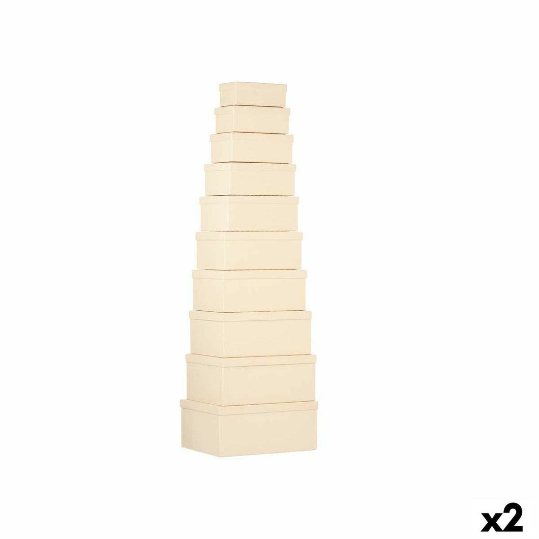 Jeu de Caisses de Rangement Empilables Naturel Carton (2 Unités)