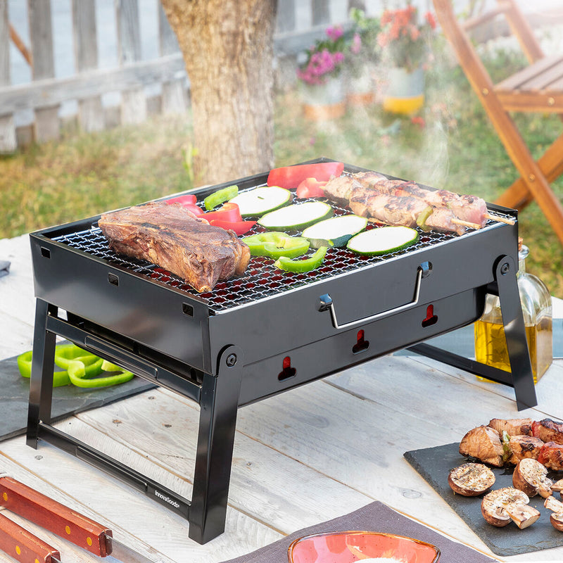 Load image into Gallery viewer, Klappbarer tragbarer Grill für die Verwendung mit Holzkohle BearBQ InnovaGoods
