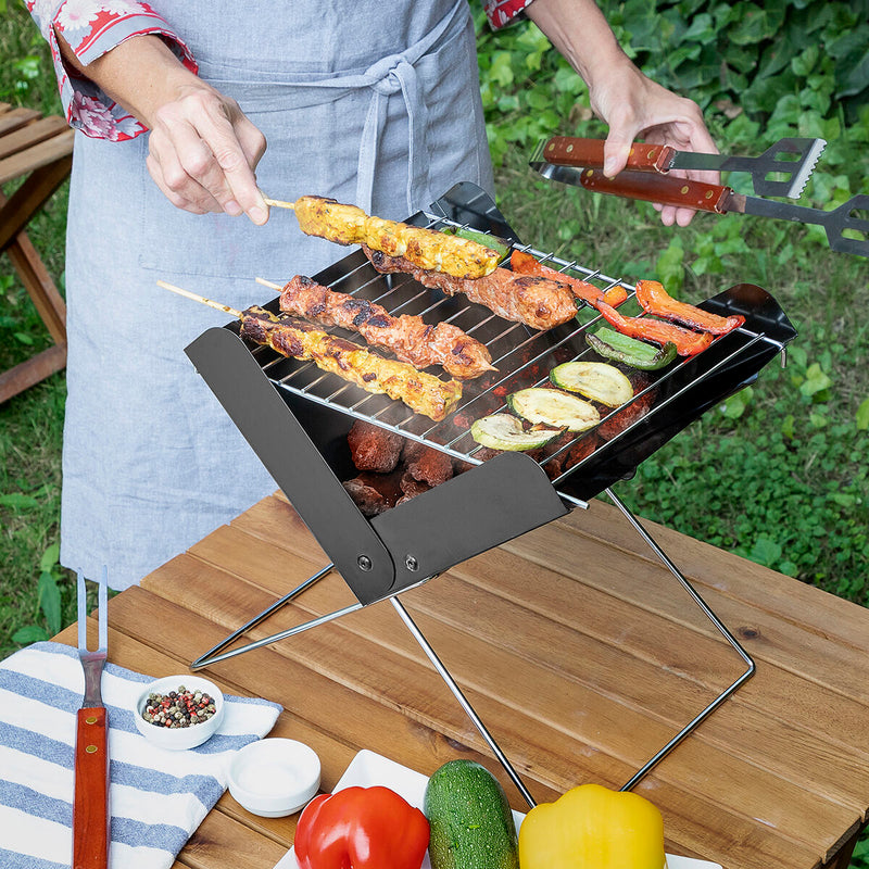 Laden Sie das Bild in Galerie -Viewer, Tragbarer klappbarer Mini-Holzkohlegrill Foldecue InnovaGoods
